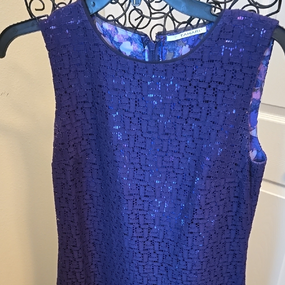 Puchased at Dillards is this Cotton Purple Lace Dress In Sz.2